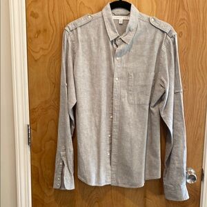 Gray Casual Button Down Shirt with Long Sleeves